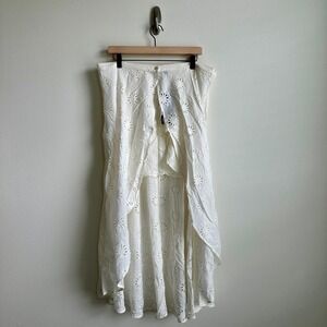ViX Paula Hermanny Eyelet June Long Skirt Womens XS White Embroidered Floral NWT